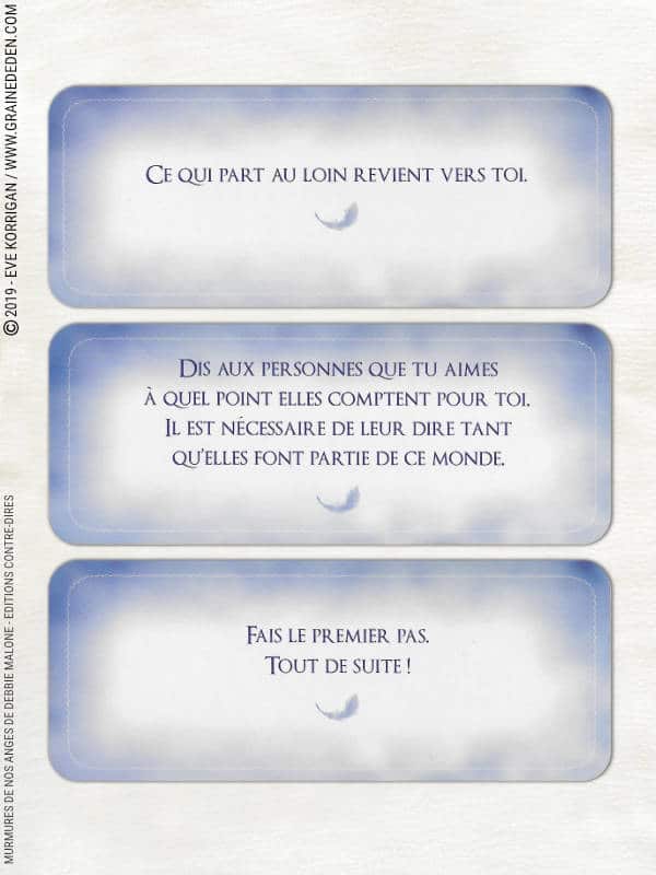 Murmures de nos Anges cartes Oracle de Debbie Malone - Graine d'Eden Développement personnel, spiritualité, tarots et oracles divinatoires, Bibliothèques des Oracles, avis, présentation, review , revue