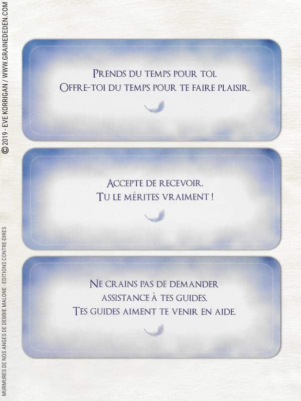 Murmures de nos Anges cartes Oracle de Debbie Malone - Graine d'Eden Développement personnel, spiritualité, tarots et oracles divinatoires, Bibliothèques des Oracles, avis, présentation, review , revue