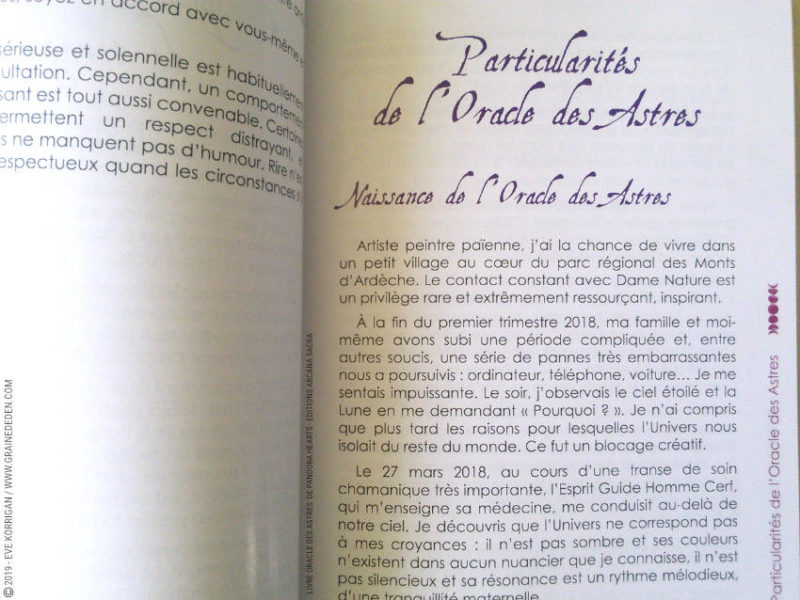 Livre Oracle des Astres de Pandora Hearts review - Graine d'Eden Développement personnel, spiritualité, tarots et oracles cartes divinatoires, Bibliothèques des Oracles, avis, présentation, review , revue