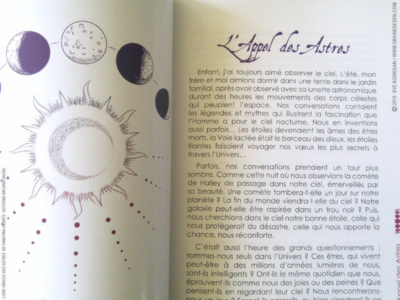 Livre Oracle des Astres de Pandora Hearts review - Graine d'Eden Développement personnel, spiritualité, tarots et oracles cartes divinatoires, Bibliothèques des Oracles, avis, présentation, review , revue