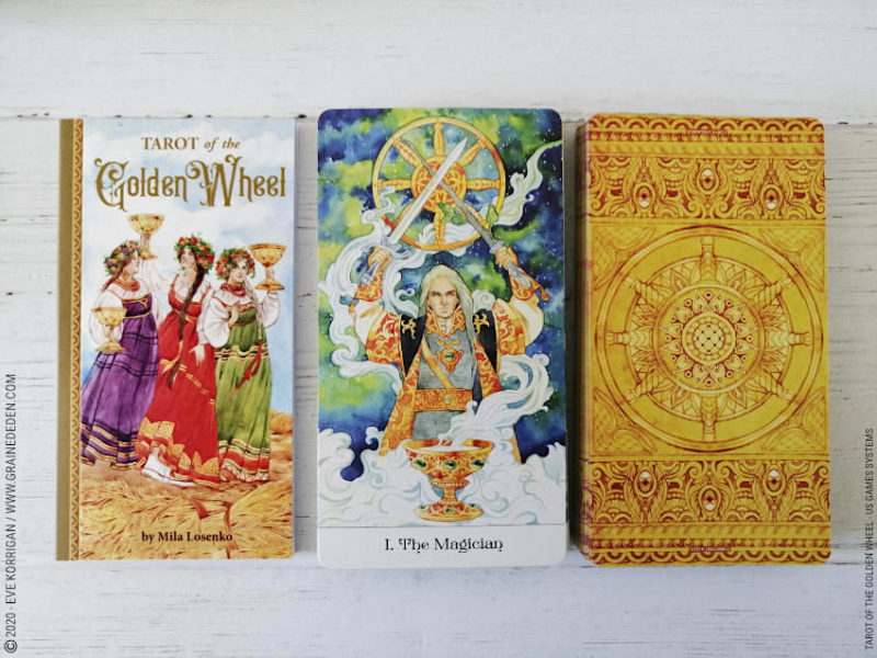 Tarot of the Golden Wheel de Mile Losenko - Graine d'Eden Développement personnel, spiritualité, tarots et oracles divinatoires, Bibliothèques des Oracles, avis, présentation, review tarot oracle , revue tarot oracle