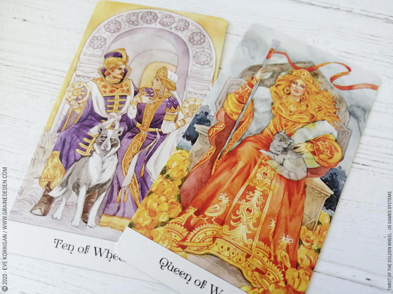 Tarot of the Golden Wheel de Mile Losenko - Graine d'Eden Développement personnel, spiritualité, tarots et oracles divinatoires, Bibliothèques des Oracles, avis, présentation, review tarot oracle , revue tarot oracle